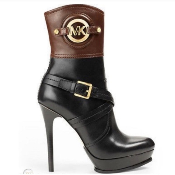 MICHAEL KORS black leather stockard 2-tone boots - Picture 2 of 11